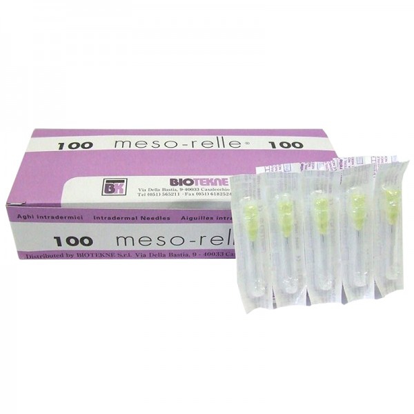 Agulhas de Mesoterapia Meso-Relle (caixa de 100 unidades): Ideais para introduzir fármacos baixo a pele