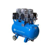 Compresor technoflux de 50 litros e duas cabeças de quatro cilindros: ideal para equipas de uso ligeiro