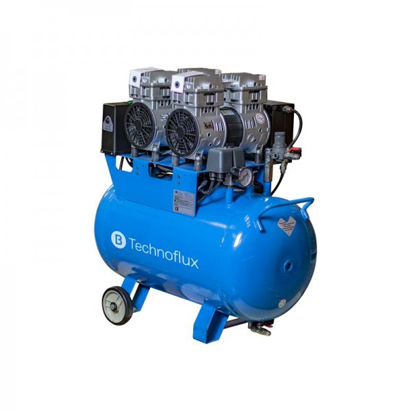Compresor technoflux de 50 litros e duas cabeças de quatro cilindros: ideal para equipas de uso ligeiro