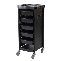 Carrinho de Peluquería Metálico com Rodas Roller: Cinco gavetas removíveis e bandeja superior com compartimentos Carrinho de Peluquería Metálico com Rodas Roller: Cinco gavetas removíveis e bandeja superior com compartimentos