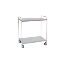 Carroça de distribuição de material hospitalario: fabricado em aço inoxidável com duas estantes e rodas giratórias (95 x 55 x 95 cm)