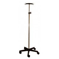 Suporte de soro Kinefis de aço cromado com base e duas colgadores de PVC Suporte de soro Kinefis de aço cromado com base e duas colgadores de PVC