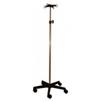 Suporte de soro Kinefis de aço cromado com base e quatro colgadores de PVC Suporte de soro Kinefis de aço cromado com base e quatro colgadores de PVC