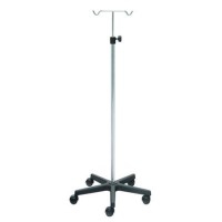Suporte de soro Kinefis de aço inoxidável com base de PVC e dois colgadores de aço inoxidável Suporte de soro Kinefis de aço inoxidável com base de PVC e dois colgadores de aço inoxidável
