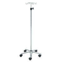 Suporte de soro Kinefis de aço inoxidável com base de alumÃnio e quatro colgadores de aço inoxidável Suporte de soro Kinefis de aço inoxidável com base de alumÃnio e quatro colgadores de aço inoxidável