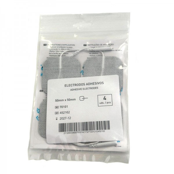 Elétrodos adesivos quadrados cabo Economy - (50x50 mm) Elétrodos adesivos quadrados cabo Economy - (50x50 mm)