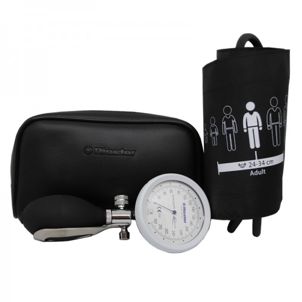 Tensiómetro aneroide Riester Preciso N choque-proof: Com braçadeira, velcro, um cano e livre de látex Tensiómetro aneroide Riester Preciso N choque-proof: Com braçadeira, velcro, um cano e livre de látex