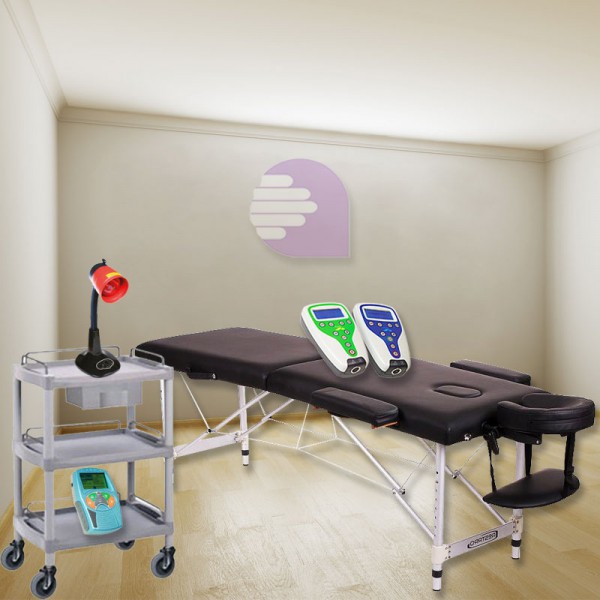 Gabinete de Fisioterapia Economy New Age TWO: Contém camilla, magnetoterapia, electroterapia, ultrasonido, lustre e carrinho