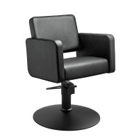 Cadeirão de Peluquería Class R: Conforto, durabilidade e alta qualidade, linhas quadradas com base redonda em preto mate Cadeirão de Peluquería Class R: Conforto, durabilidade e alta qualidade, linhas quadradas com base redonda em preto mate