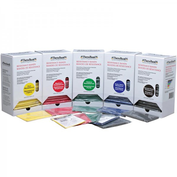 Thera Band Dispenser: Caixa com 30 fitas elásticas de 1,5 metros empacotadas individualmente Thera Band Dispenser: Caixa com 30 fitas elásticas de 1,5 metros empacotadas individualmente