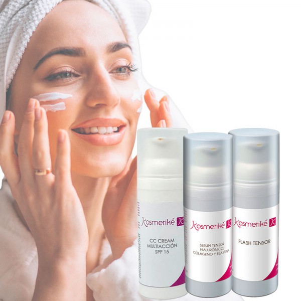 Tratamento Cosmético Kosmetiké: CC Cream Multifunción + Serum Tensor + Flash Tensor Kosmetiké Profissional 50 cc