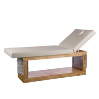 Camilla fixa de SPA Occi Wooden Bed: Com duas secções, estrutura de madeira natural e inclinação regulable