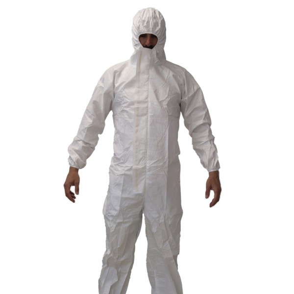 Buzo descartável com Certificado CE 2163: Com punhos, capuz e tornozelos elásticos e feche atacante com cremalheira recoberta Buzo descartável com Certificado CE 2163: Com punhos, capuz e tornozelos elásticos e feche atacante com cremalheira recoberta