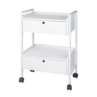Carrinho metálico branco Easy Plus: Equipado com duas estantes e duas gavetas com chave Carrinho metálico branco Easy Plus: Equipado com duas estantes e duas gavetas com chave