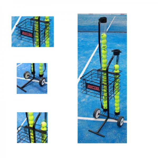 Carroça portapelotas Ténis/Pádel: Cesto movible e separadores redondos para dois canos recogepelotas e capacidade para 80 pelotas Carroça portapelotas Ténis/Pádel: Cesto movible e separadores redondos para dois canos recogepelotas e capacidade para 80 pelotas