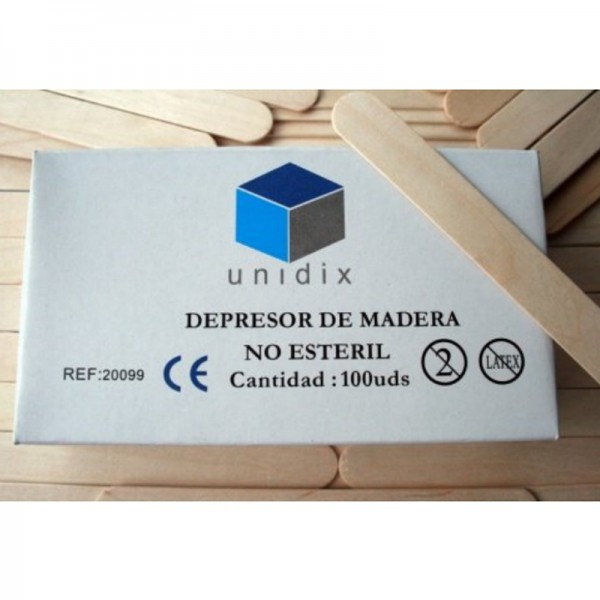 Depresor de madeira não estéril Unidix (100 unidades)
