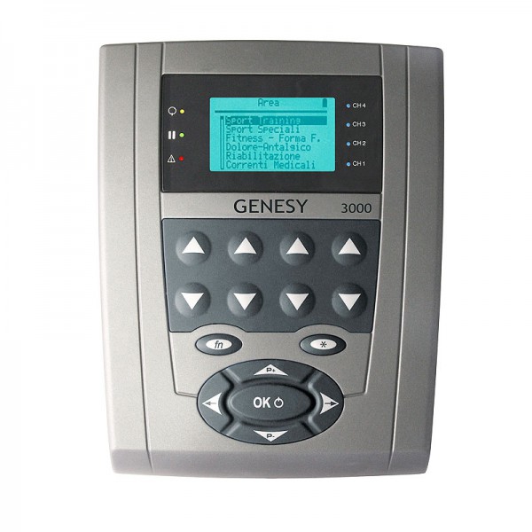 Eletroestimulador Genesy 3000 com quatro canais e 423 programas: ideal para tratamento da dor, cura de tecidos e tratamento de disfunções neuromusculares Eletroestimulador Genesy 3000 com quatro canais e 423 programas: ideal para tratamento da dor, cura de tecidos e tratamento de disfunções neuromusculares
