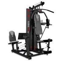 Máquina de musculación Global Gym Plus: combina uma imprensa de pernas sentado e flexor abdominal com dip