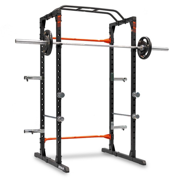 Power Cage com polia BH Fitness: suporte para perna, polia alta e baixa e suporte para armazenar discos Power Cage com polia BH Fitness: suporte para perna, polia alta e baixa e suporte para armazenar discos