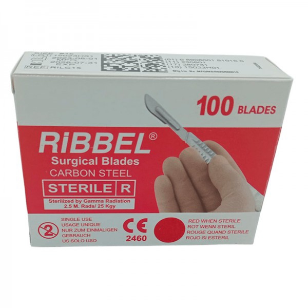 Folhas de bisturi descartáveis “RIBBEL” (Caixa de 100 unidades) Folhas de bisturi descartáveis “RIBBEL” (Caixa de 100 unidades)