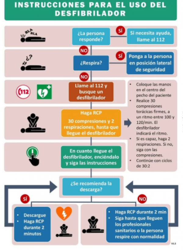 Adesivo instruções uso Desfibrilador DIN-A4