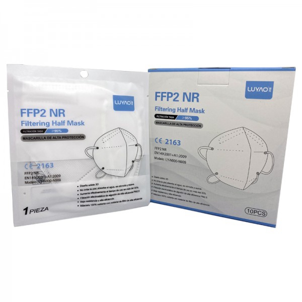 Mascaras FFP2 com certificado europeu CE - Com eficácia FFP3 certificada pela SGS (embolsadas individualmente - caixa de 10 unidades)
