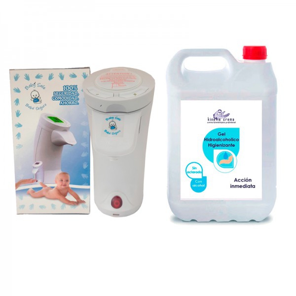 Pack Saúde: Dispensador automático de gel Baby Safe + Gel Hidroalcohólico higienizante Kinefis (Garrafa 5 Litros)