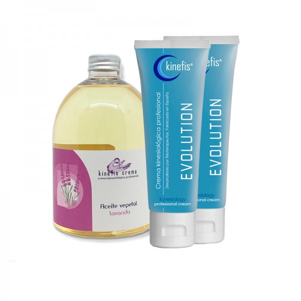 Pack Massagem Kinefis Relax: 2cremes Kinefis Evolution + Óleo de lavanda Kinefis: Grande efeito calmante, relajante e refrescante Pack Massagem Kinefis Relax: 2cremes Kinefis Evolution + Óleo de lavanda Kinefis: Grande efeito calmante, relajante e refrescante