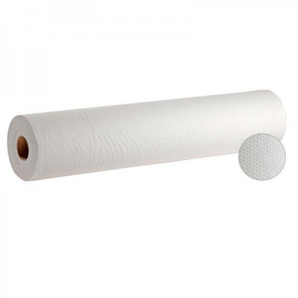 Rollo de papel para camilla, gofrado, natural, uma capa (seis unidades)