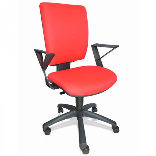 Cadeira giratória Flash com estrutura negra, base PPR e estofado em Baly (Têxtil), Bonday ou pele ecológica
