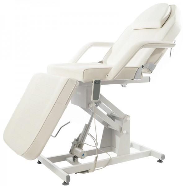Cadeirão marquesa de estética Bucci: Elétrico com três corpos e regulação em altura, reposabrazos removíveis e buraco facial Cadeirão marquesa de estética Bucci: Elétrico com três corpos e regulação em altura, reposabrazos removíveis e buraco facial