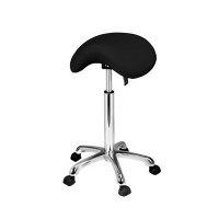 Banco tipo pony sem respaldo Organic: Base cromada com cinco rodas, altura regulable com pistão de gás Banco tipo pony sem respaldo Organic: Base cromada com cinco rodas, altura regulable com pistão de gás