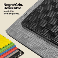 Tatami Puzzle reversível Kinefis modelo F40 (grossura 40 mm e textura cinco linhas) - Cores: negra-cinza Tatami Puzzle reversível Kinefis modelo F40 (grossura 40 mm e textura cinco linhas) - Cores: negra-cinza