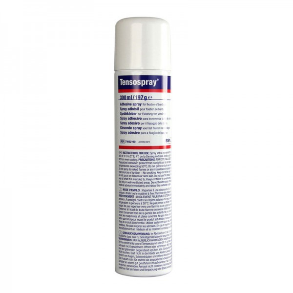 Tensospray 300 ml: Spray aderente indicado para a fixação de ligaduras Tensospray 300 ml: Spray aderente indicado para a fixação de ligaduras